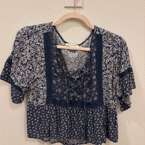American Eagle Outfitters Navy Floral Blouse